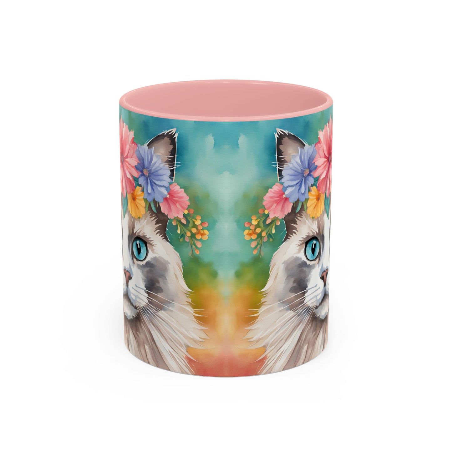 Floral Rag Doll Cat 01 Accent Coffee Mug - 11oz Perfect for Cat Lovers & Gifts