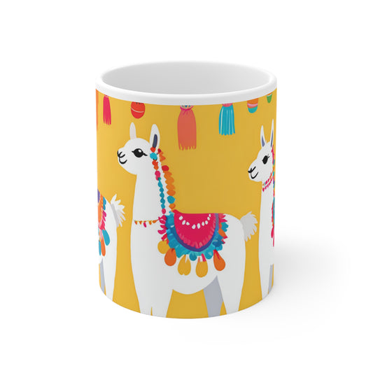 Playful Llama 2 White Ceramic Mug 11oz
