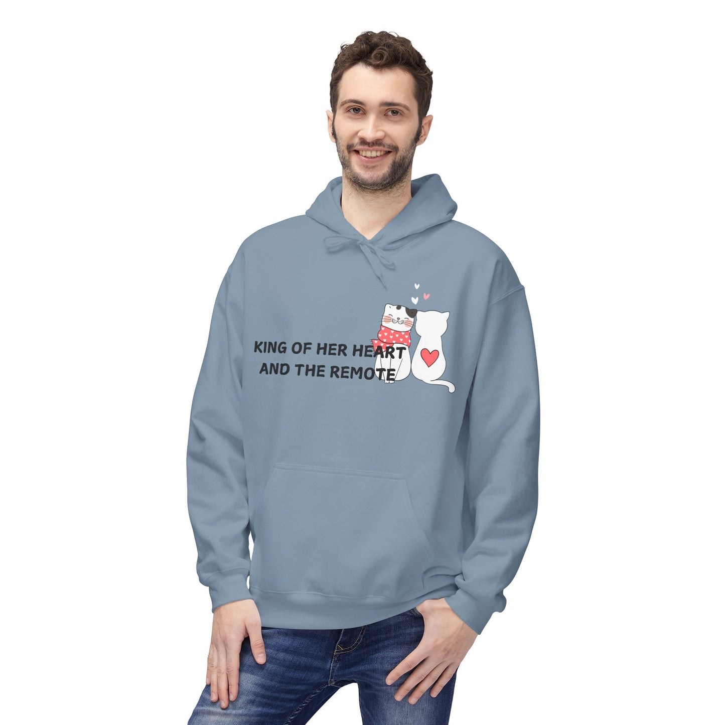 King Of Her Heart And The Remote Mens Valentines Hoodie