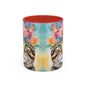 Floral Tabby Cat 01 Accent Coffee Mug - 11oz Perfect for Cat Lovers & Gifts