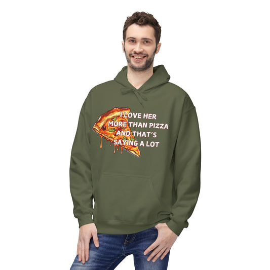 I Love Her More Than Pizza And That’s Saying A Lot Mens Valentines Hoodie