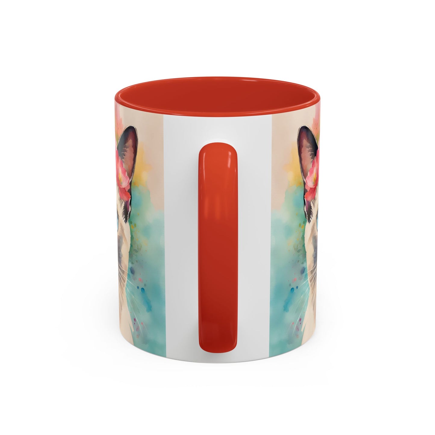 Floral Siamese Cat 04 Accent Coffee Mug - 11oz Perfect for Cat Lovers & Gifts
