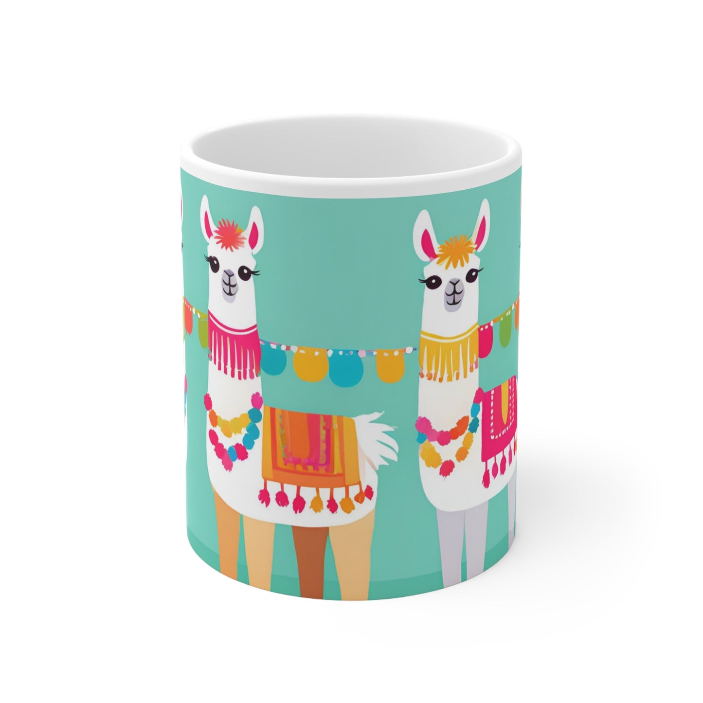 Playful Llama 5 White Ceramic Mug 11oz