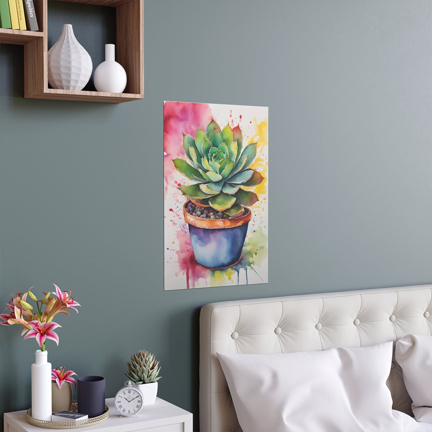 Multicolored Succulent 3 Indoor and Outdoor Silk Poster