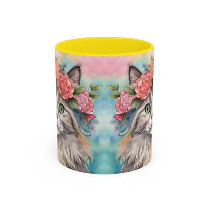Floral Rag Doll Cat 03 Accent Coffee Mug - 11oz Perfect for Cat Lovers & Gifts