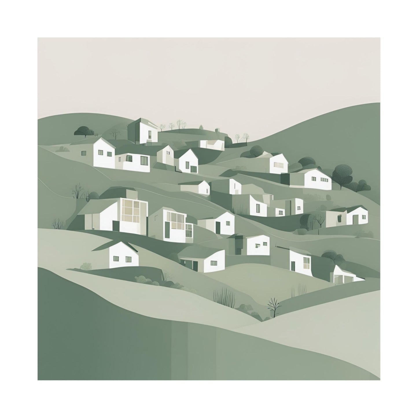 On The Hillside Green 10 Matte Square Posters