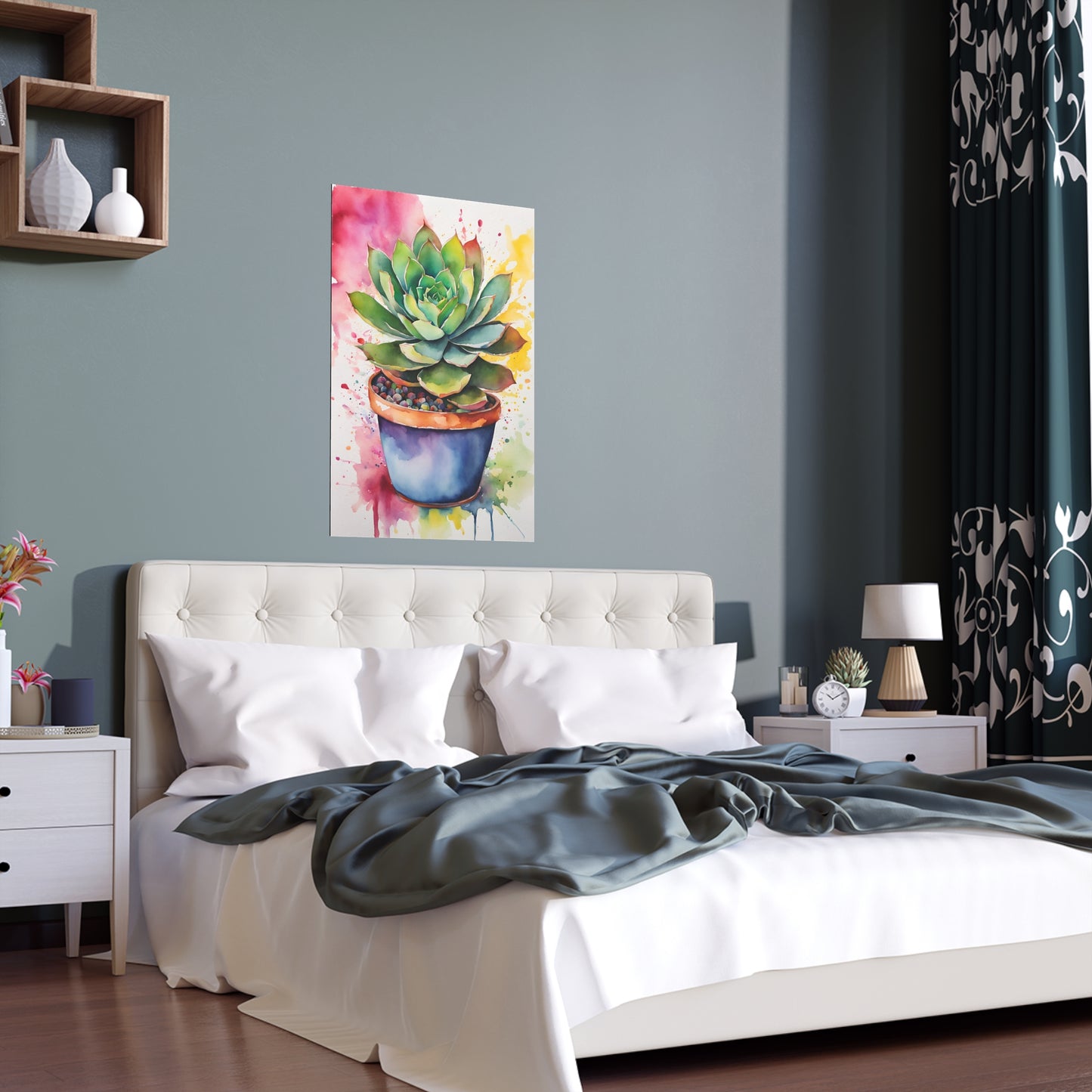 Multicolored Succulent 3 Indoor and Outdoor Silk Poster