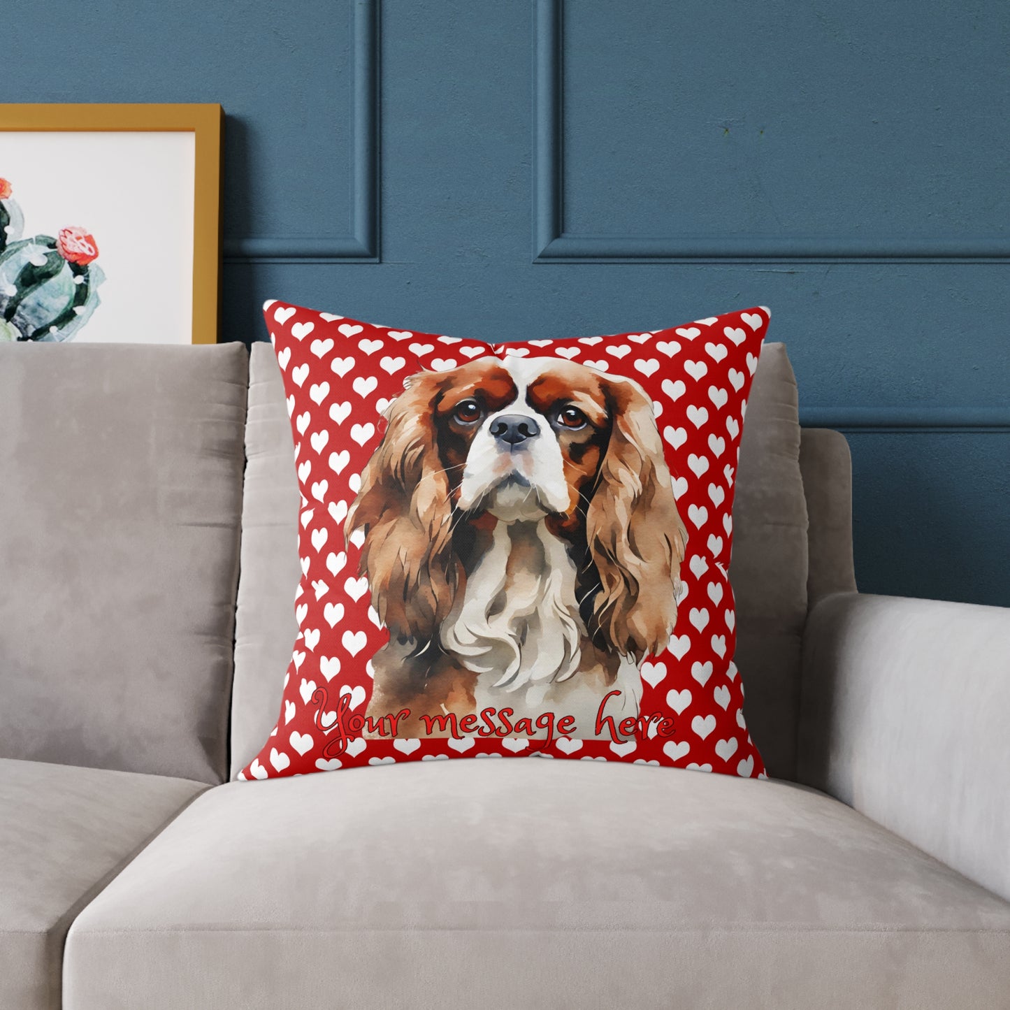 Personalized Valentine Cavalier King Charles Spaniel Poly Cushion/Pillow 5 sizes