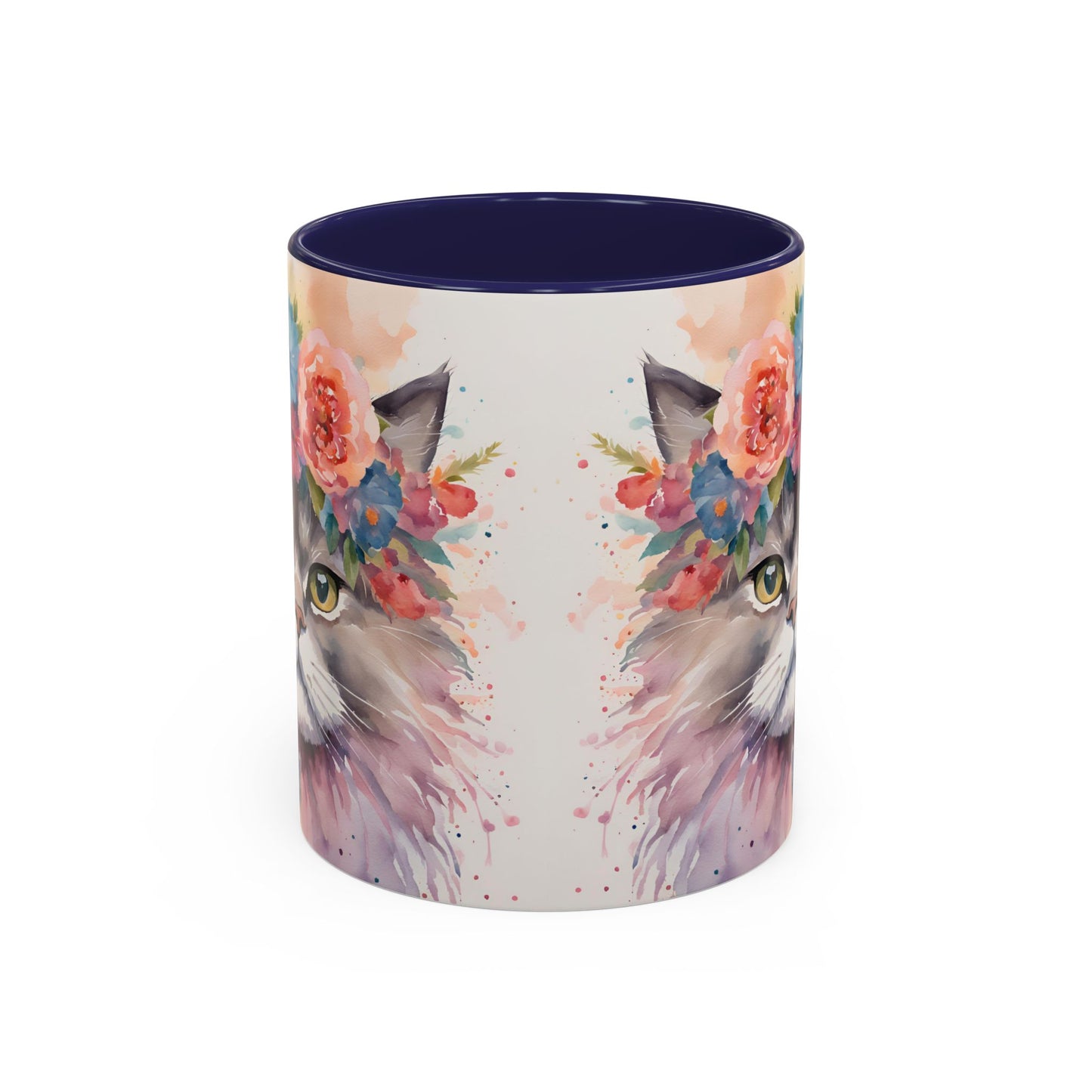 Floral Siamese Cat 03 Accent Coffee Mug - 11oz Perfect for Cat Lovers & Gifts