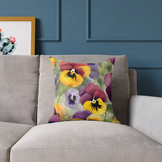 Pansies 03 Poly Pillow - Natures Beauty Design