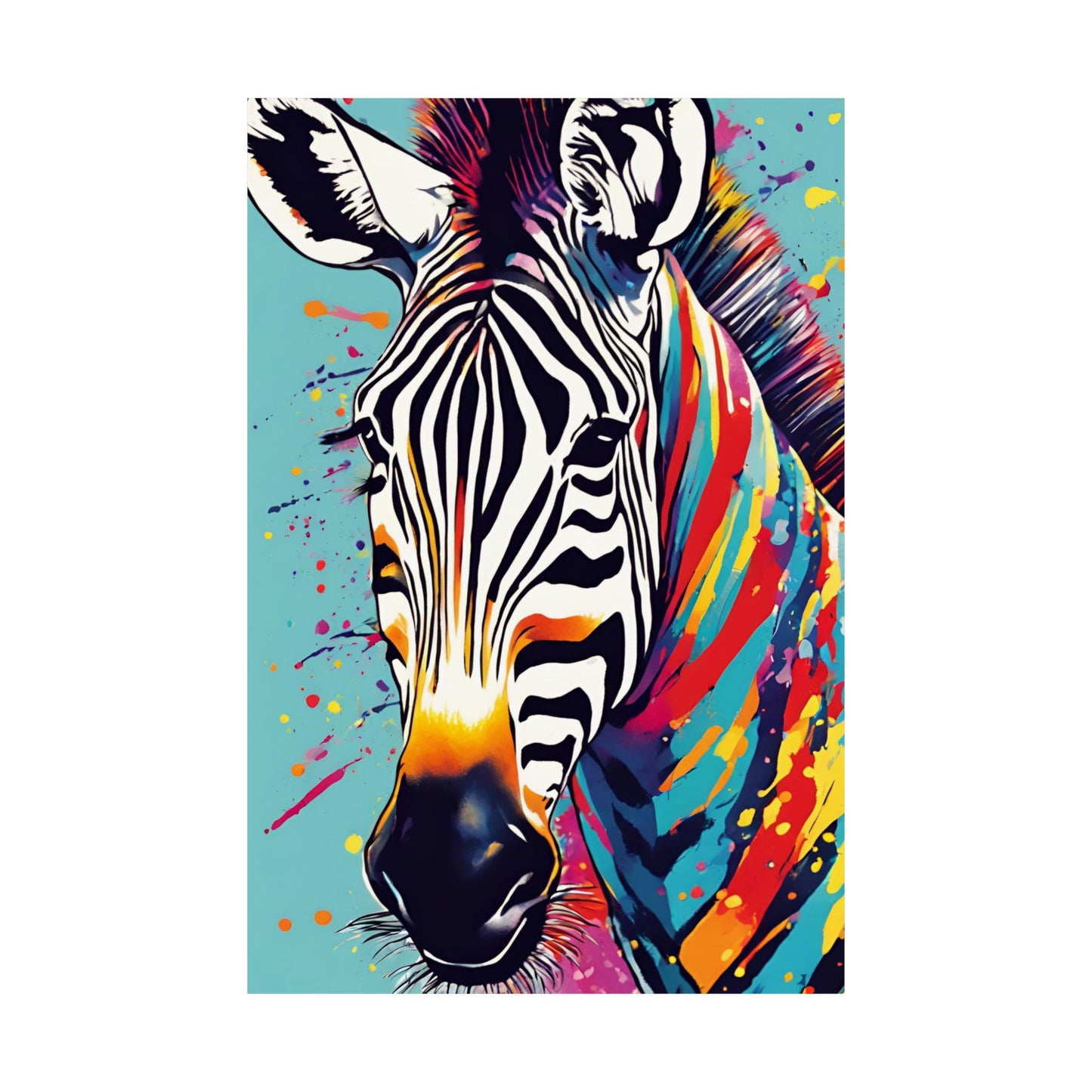 Multicolored Zebra 7 Matte Vertical Poster
