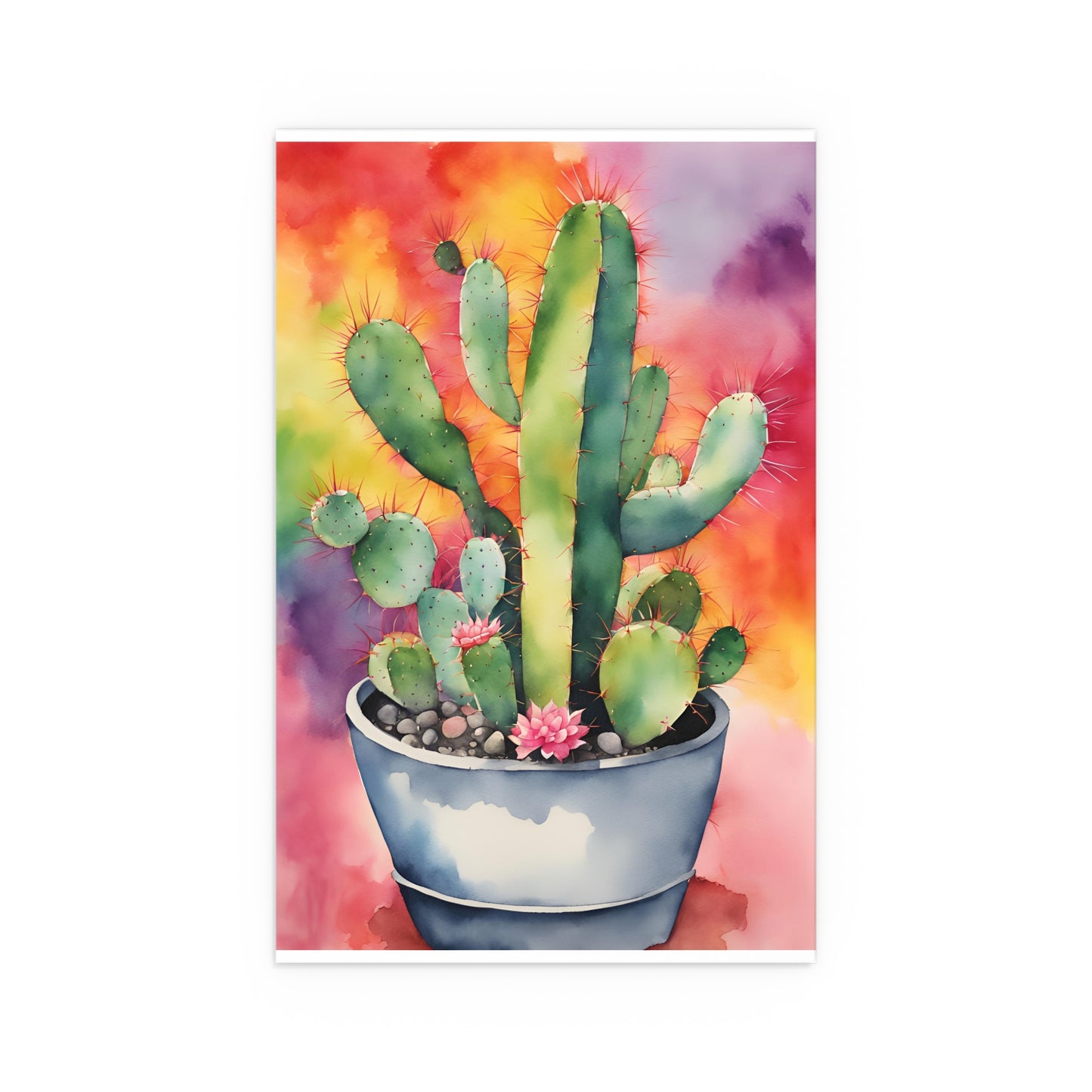 Multicolored Cactus 6 Indoor and Outdoor Silk Poster