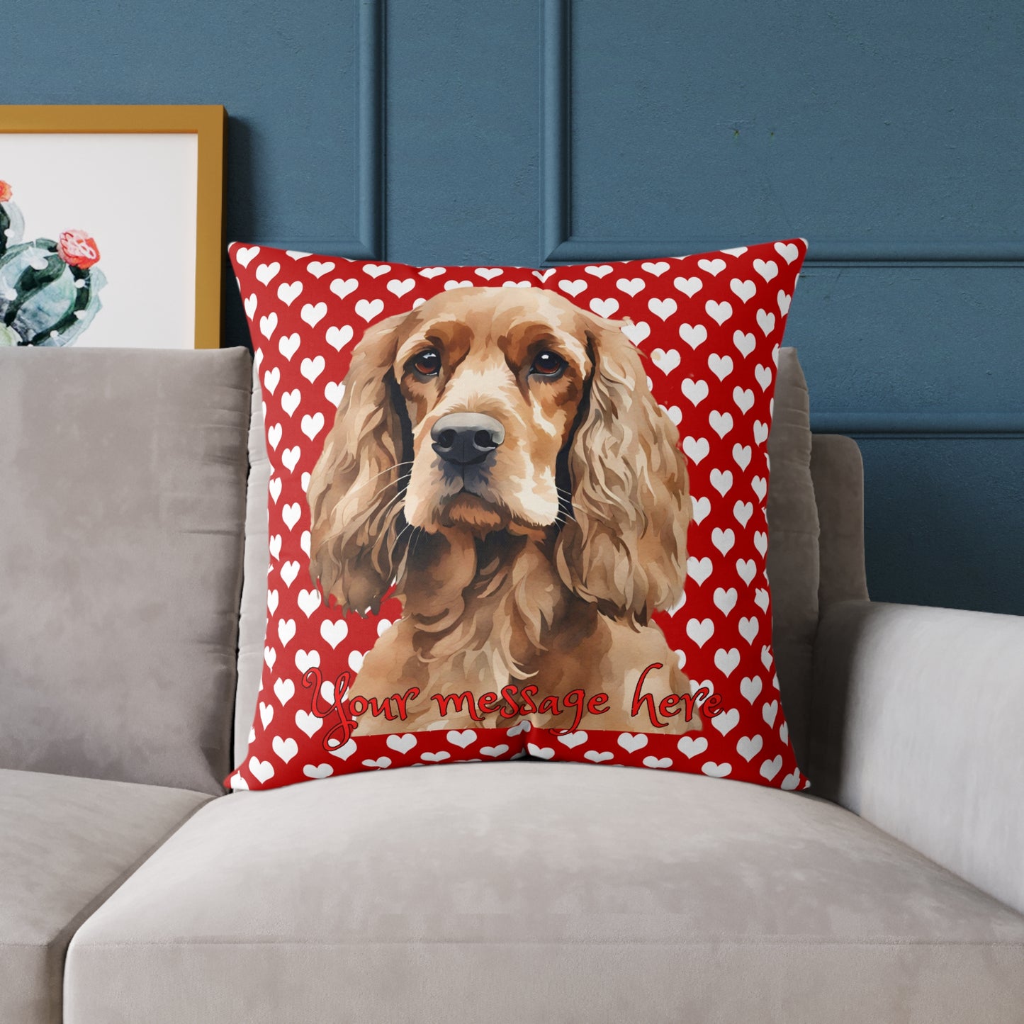 Personalized Valentine Cocker Spaniel Poly Cushion/Pillow 5 sizes