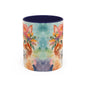 Floral Ginger Cat 02 Accent Coffee Mug - 11oz Perfect for Cat Lovers & Gifts