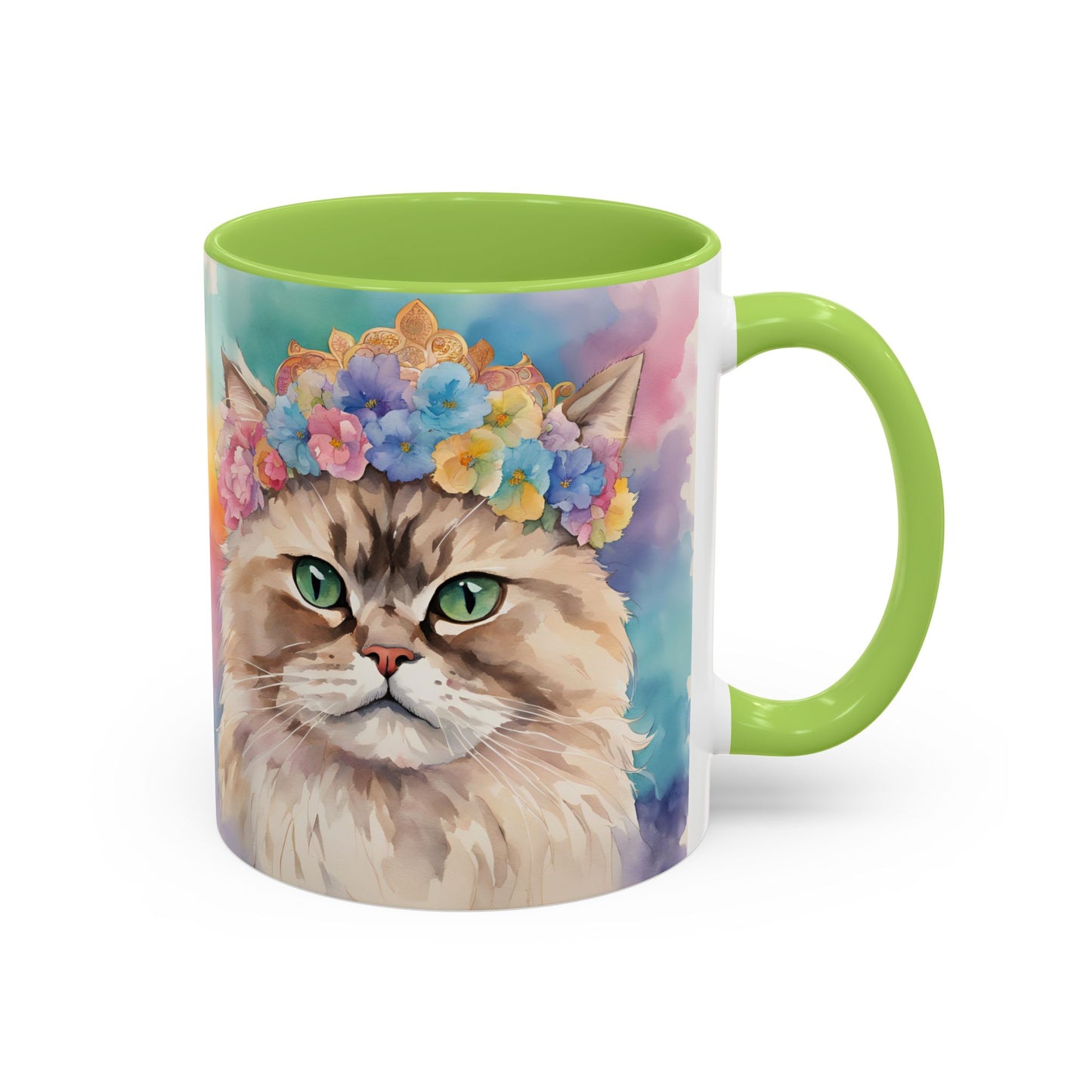 Floral Siamese Cat 02 Accent Coffee Mug - 11oz Perfect for Cat Lovers & Gifts
