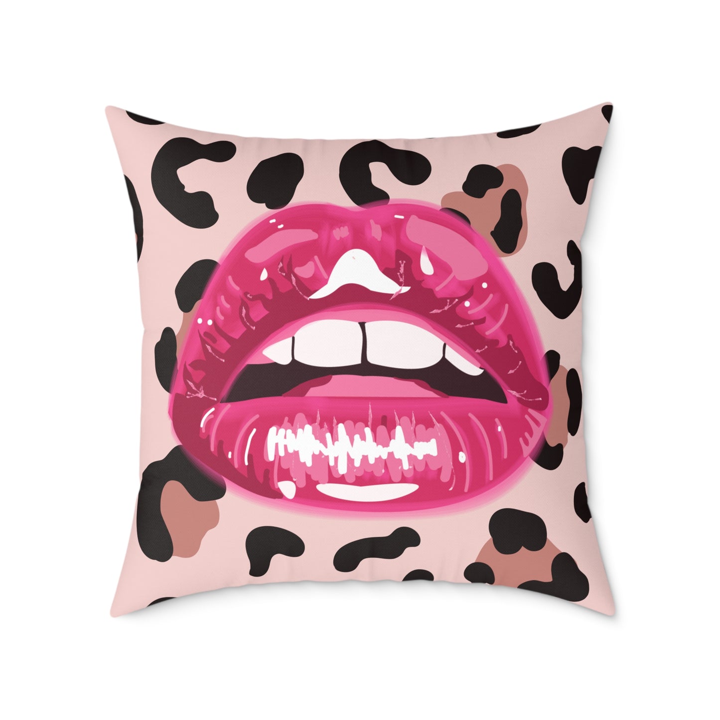 Cheetah Lips Poly Pillow