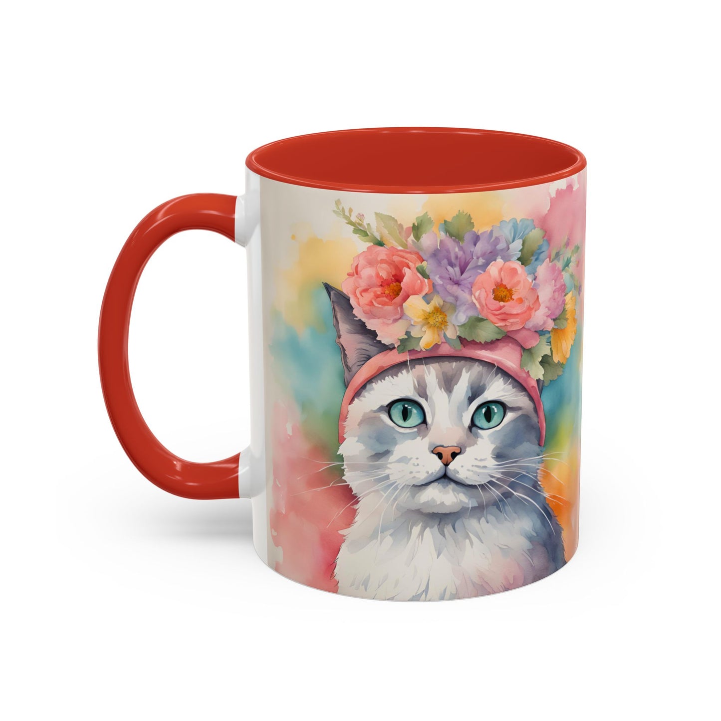 Floral Rag Doll Cat 02 Accent Coffee Mug - 11oz Perfect for Cat Lovers & Gifts