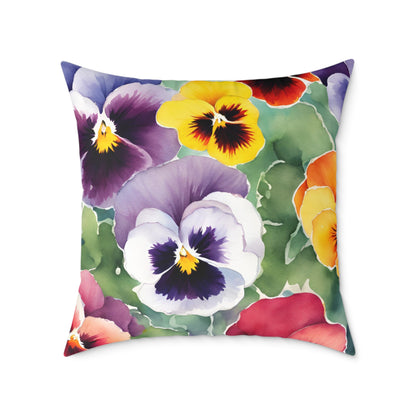 Pansies 02 Poly Pillow - Natures Beauty Design