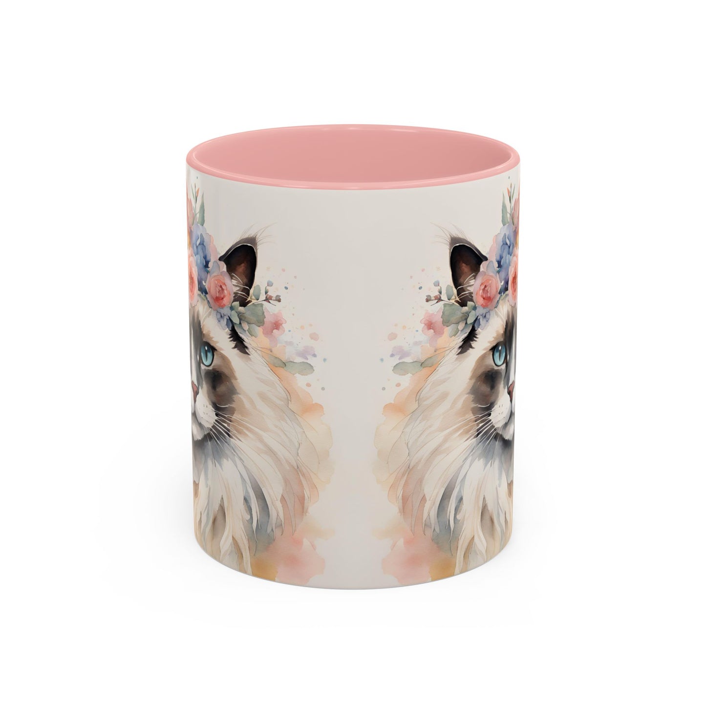 Floral Siamese Cat 04 Accent Coffee Mug - 11oz Perfect for Cat Lovers & Gifts