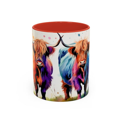 Multicoloured Highland Cow 2 Accent Mug 11oz