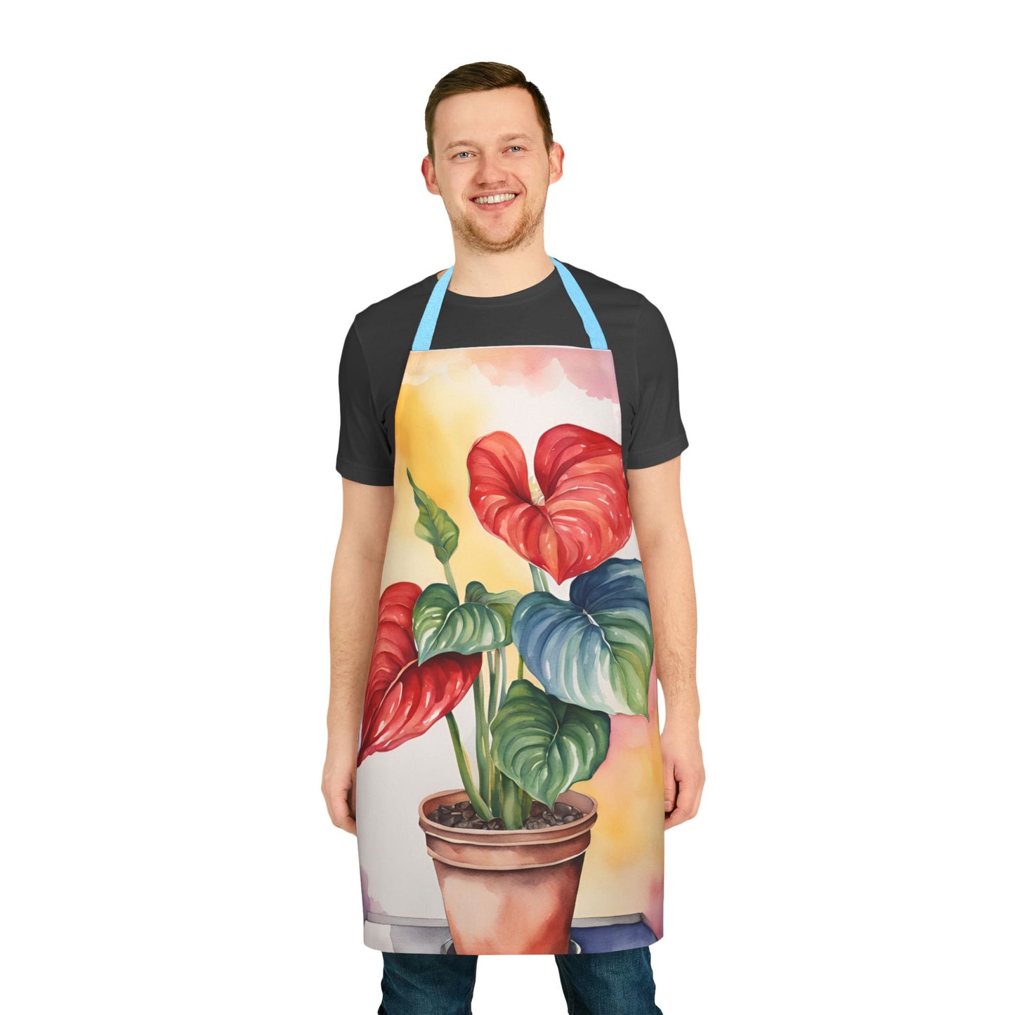 Multicolored Pot Plant 2 Adult Apron (AOP)