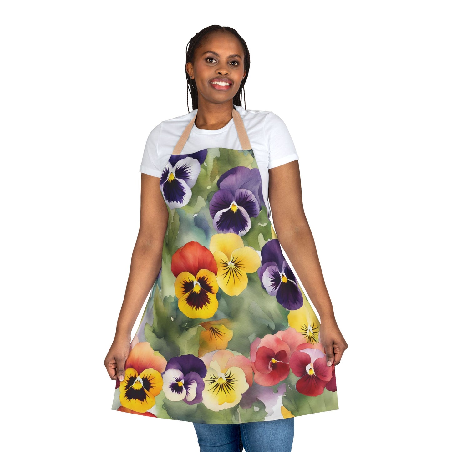 Pansies 03 Apron 5-Color Straps