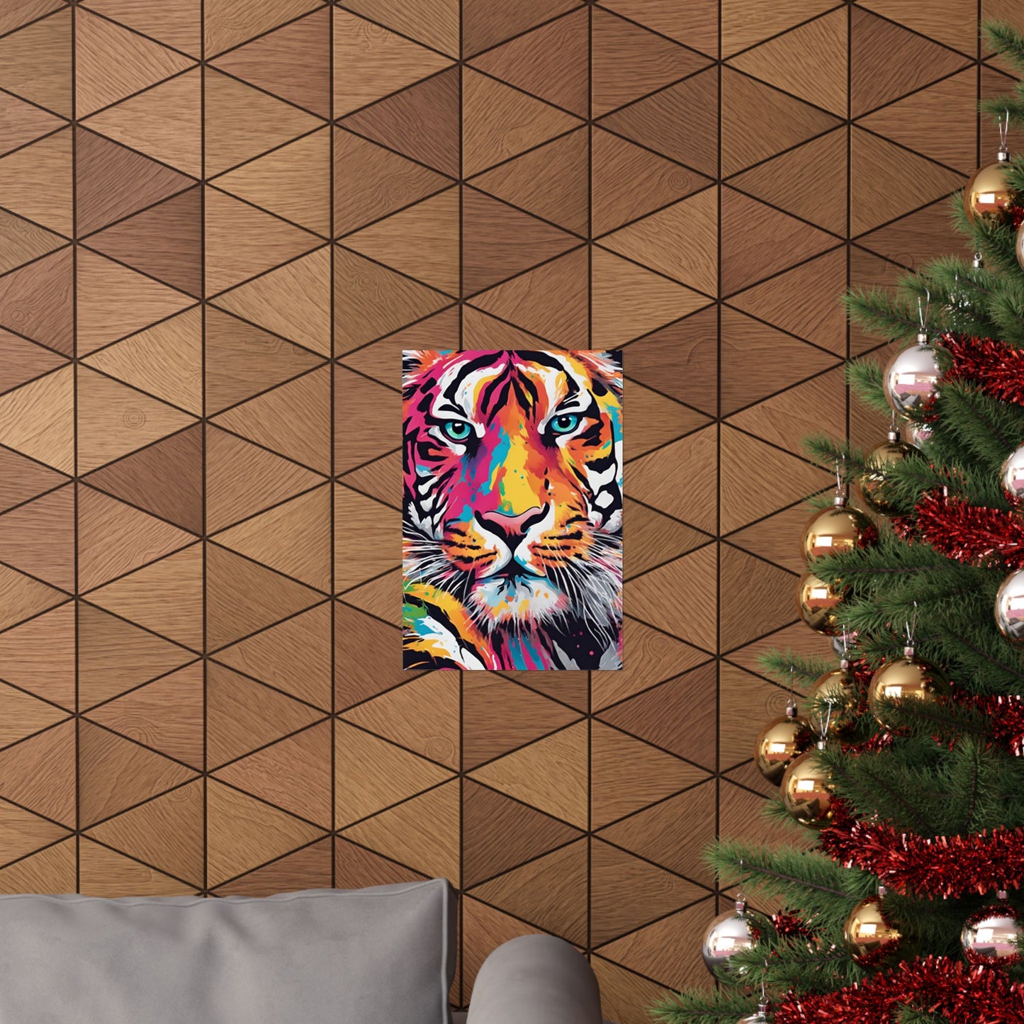 Multicolored Tiger 3 Matte Vertical Poster