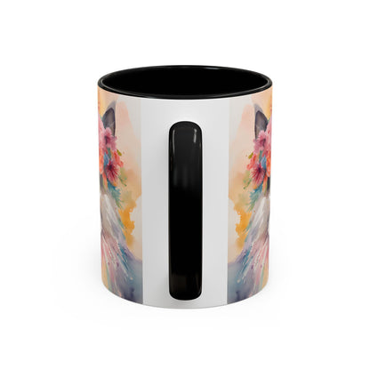 Floral Siamese Cat 03 Accent Coffee Mug - 11oz Perfect for Cat Lovers & Gifts