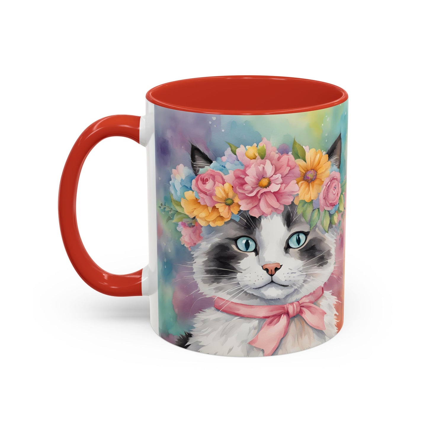 Floral Rag Doll Cat 04 Accent Coffee Mug - 11oz Perfect for Cat Lovers & Gifts