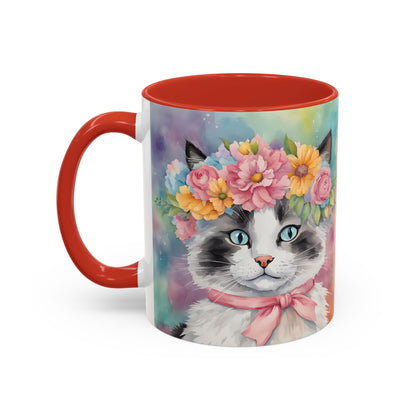 Floral Rag Doll Cat 04 Accent Coffee Mug - 11oz Perfect for Cat Lovers & Gifts