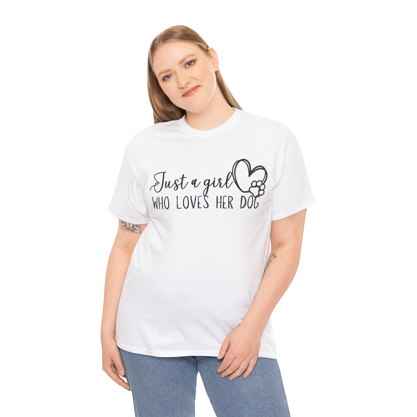 Just a girl who loves her dog. Unisex Heavy Cotton Tee