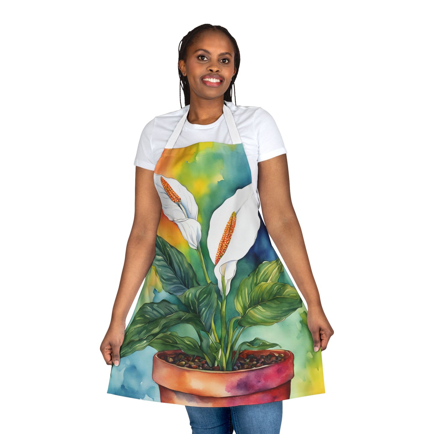Multicolored Pot Plant 5 Adult Apron (AOP)