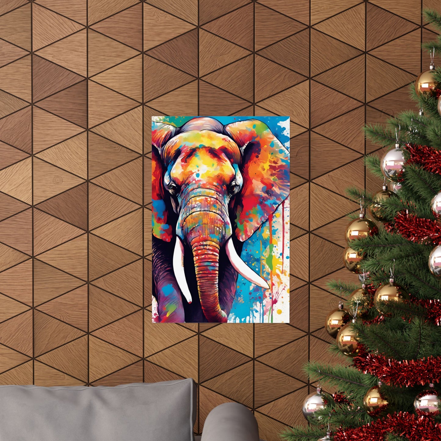 Multicolored Elephant 1 Matte Vertical Poster
