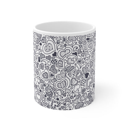 Doodle Love Valentines Mug Ceramic 11oz