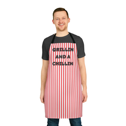 Grillin And A Chillin Apron, Cooking Pun