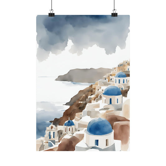 Abstract Greek rooftops 4 Matte Vertical Poster