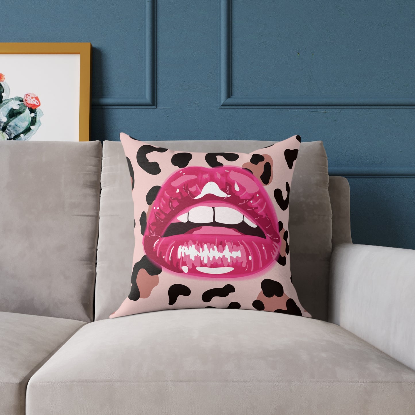 Cheetah Lips Poly Pillow