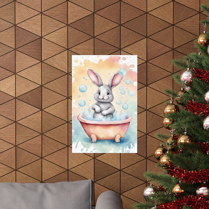 Nursery Bunny in the Bath 1 Matte Vertical Posters