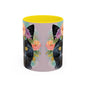 Floral Black Cat 01 Accent Coffee Mug - 11oz Perfect for Cat Lovers & Gifts