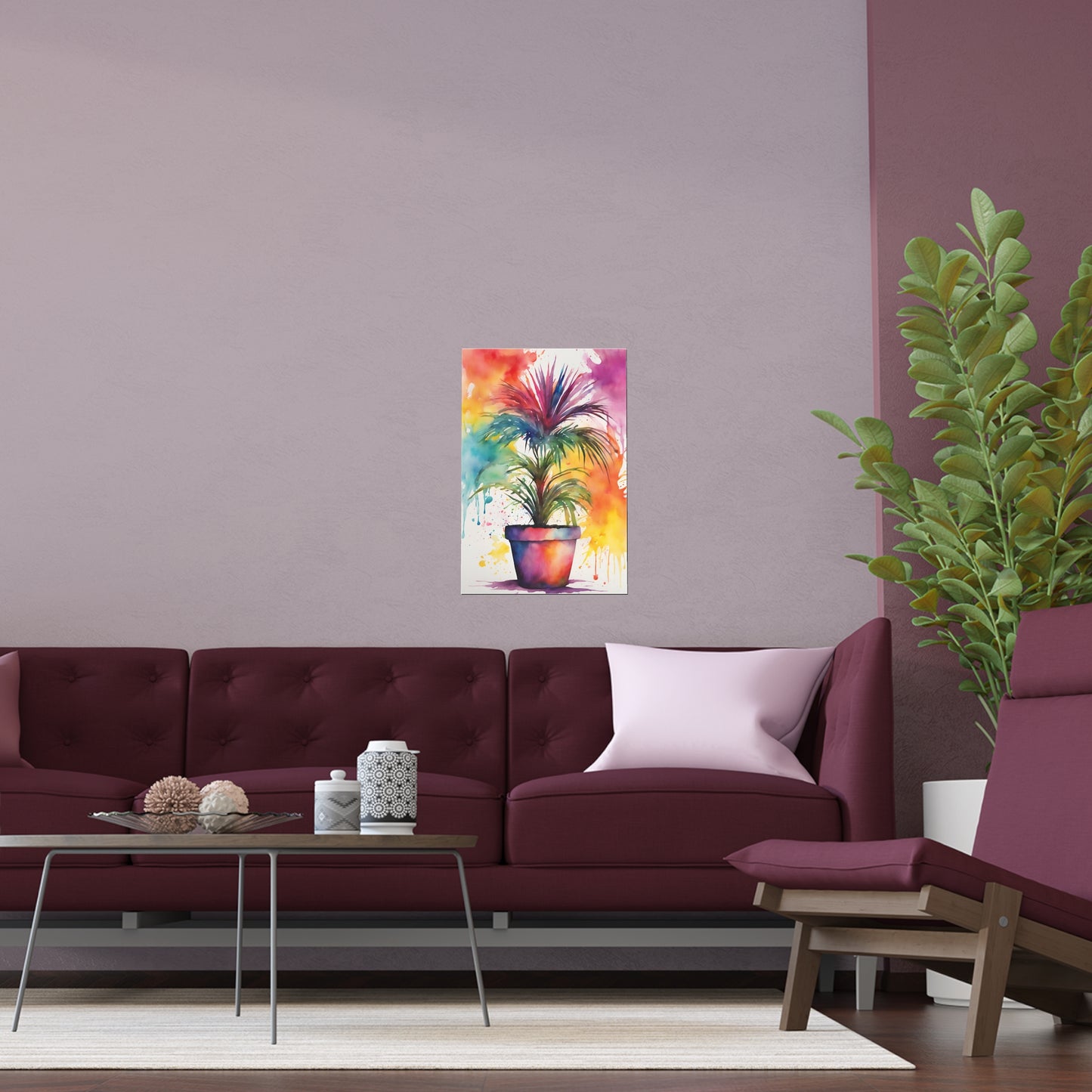 Multicolored Pot Plant 4 Indoor and Outdoor Silk Poster