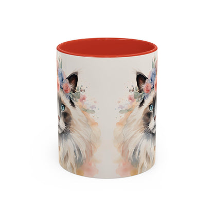 Floral Siamese Cat 04 Accent Coffee Mug - 11oz Perfect for Cat Lovers & Gifts