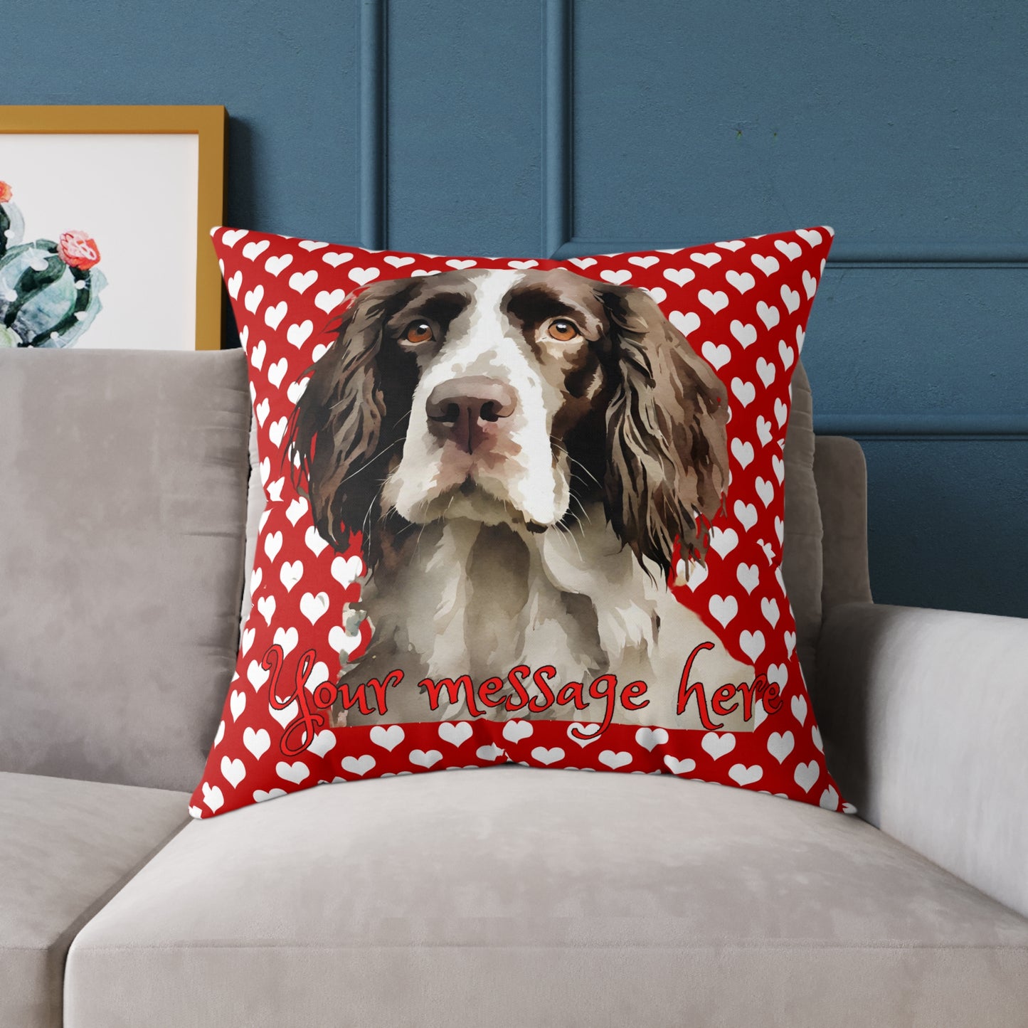 Personalized Valentine Springer Spaniel Poly Cushion/Pillow 5 sizes