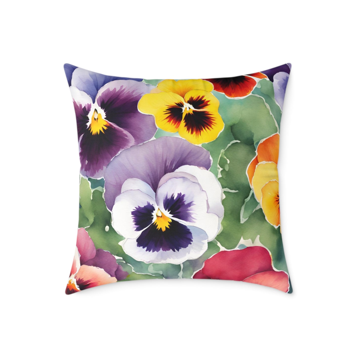 Pansies 02 Poly Pillow - Natures Beauty Design