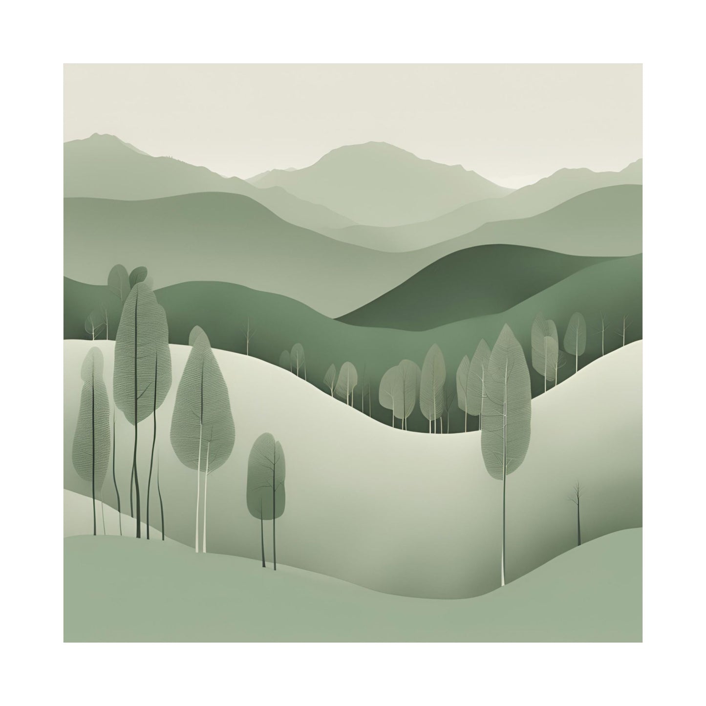 On The Hillside Green 15 Matte Square Posters