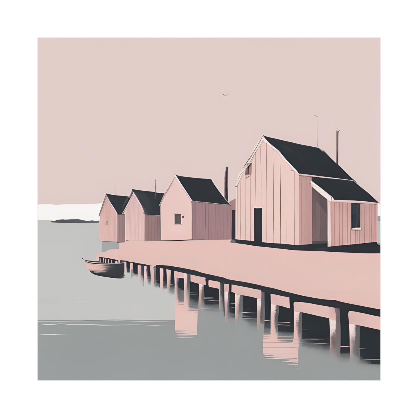 By The Sea Pink 4 Matte Square Posters