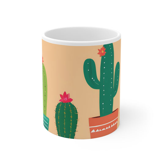 Playful Cacti 4 White Ceramic Mug 11oz