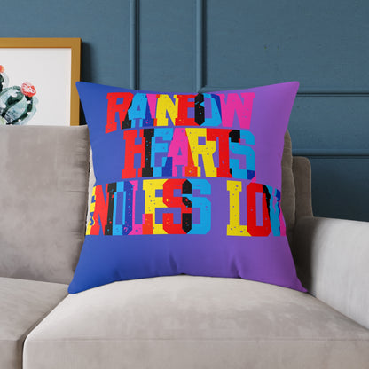 Rainbow Hearts Endless Love Poly Pillow