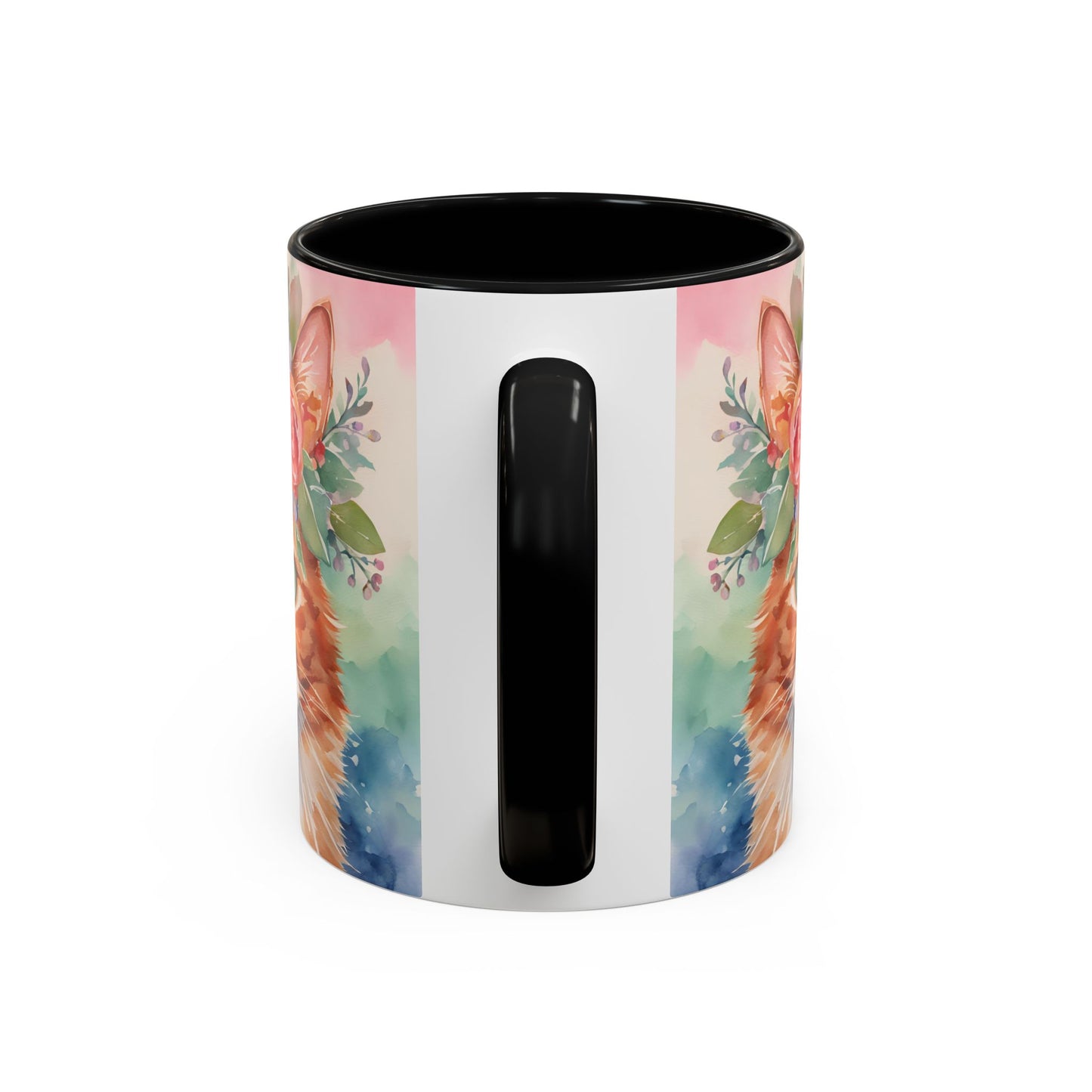Floral Ginger Cat 01 Accent Coffee Mug - 11oz Perfect for Cat Lovers & Gifts