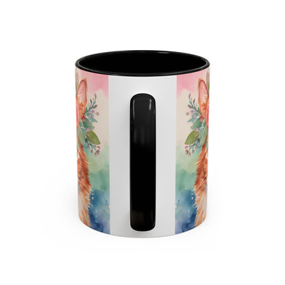 Floral Ginger Cat 01 Accent Coffee Mug - 11oz Perfect for Cat Lovers & Gifts