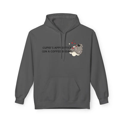 Cupid’s Apprentice (On A Coffee Break) Mens Valentines Hoodie
